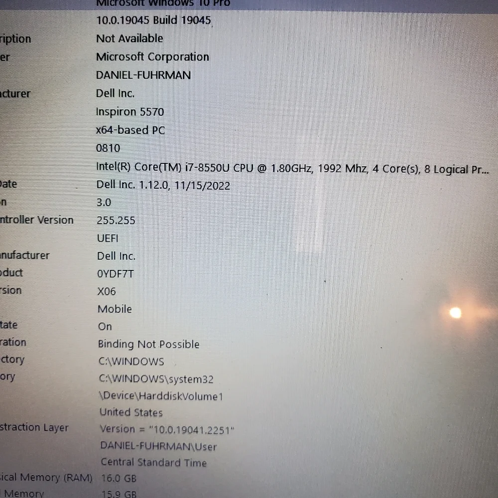 Dell Inspiron 5570 Touch Screen, i7-8550u 16gb 2TB HDD Storage price